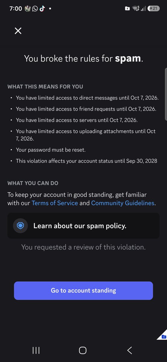 Kaesaysso's tweet photo. THIS MAKES 0 SENSEE???
I got suspended for accepting a friend request 
While being limited? 2nd day into my 7 day suspension 
and the other suspensions were accepting friend requests btw Like hello??

I ask of you to remove my permant suspension, its unfair 
@discord https://t.co/x0Dh124PFX