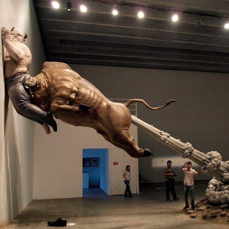 internetpreai's tweet photo. "bull fart" art piece by Chinese contemporary artist Chen Wenling (2009) https://t.co/3SqGN7EXPb