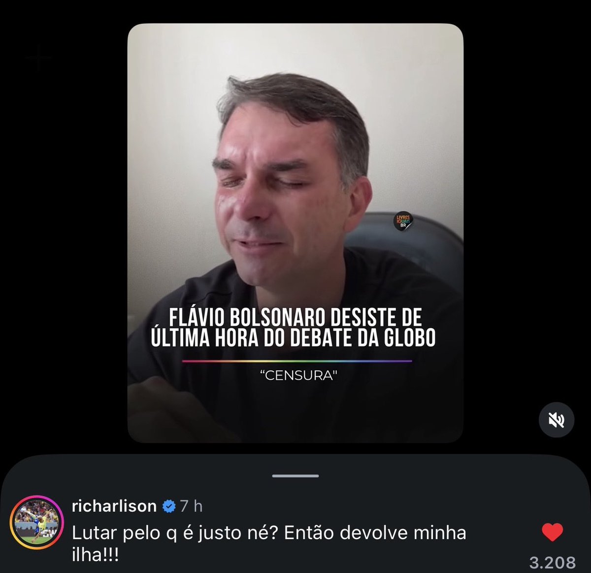 lazarorosa25's tweet photo. Rapaz! O Flávio Bolsonaro apareceu “orando” e dizendo “lutar pelos justos” e o jogador Richarlison meteu essa HAHAHAHAHAHA https://t.co/h1DaGAgtPC