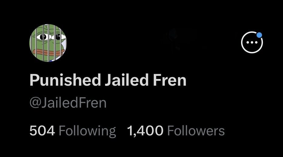 JailedFren's tweet photo. I just hit 1,400 followers thank you frens,
I’m only 88 followers away from hitting 1,488 followers again. https://t.co/NKcSNQD1DU