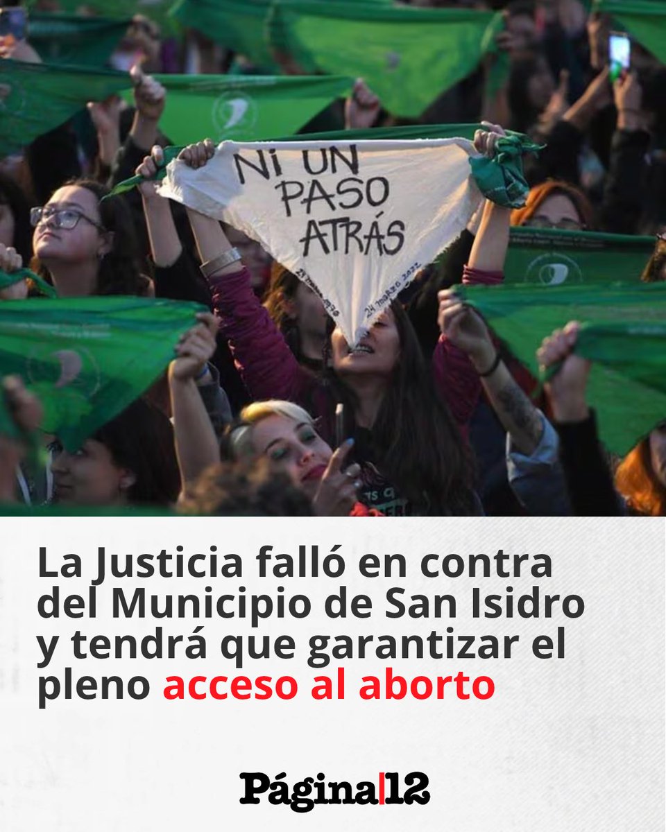 pagina12's tweet photo. Tras el escándalo por el protocolo que obstaculizaba los abortos en los hospitales públicos de San Isidro, la Justicia eliminó las cláusulas que contradecían la Ley de Interrupción Voluntaria del Embarazo.
https://t.co/hIDBhYnafN https://t.co/nkfpnzE99P