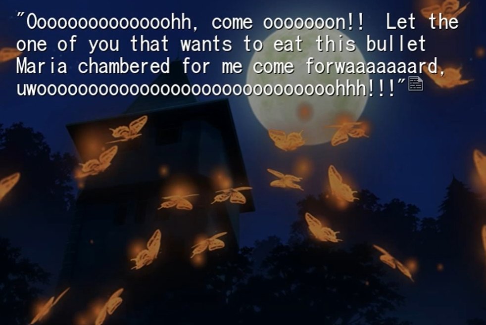 ParadoxMillion's tweet photo. I know it's super specific, but this whole escape scene is one of the few moments that lives rent-free in my head and further cements Rosa as one of my top favorites in Umineko. Maria's speech was also nice.
There's other moments, but this one struck a heavy chord with me. https://t.co/nn5xoAD5Sn