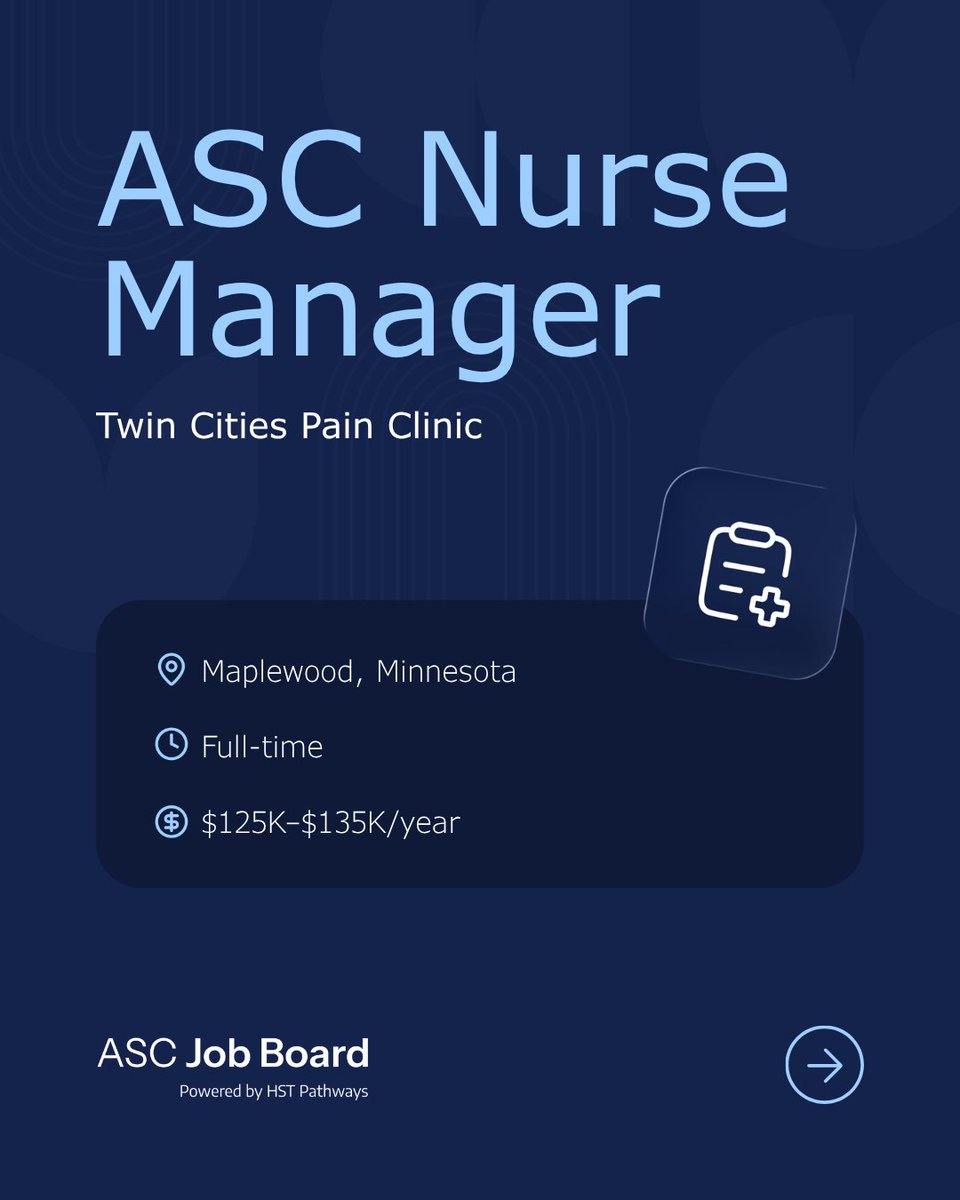 HSTPathways's tweet photo. Looking for your next ASC role? 👀

This week’s ASC Jobs to Know features 4 openings for clinical and operational leaders across Minnesota, Virginia, and Ohio.

Explore more ASC opportunities: https://t.co/ZuusY7JQqx

#ASCJobs #AmbulatorySurgery https://t.co/t6P6U6rlKV