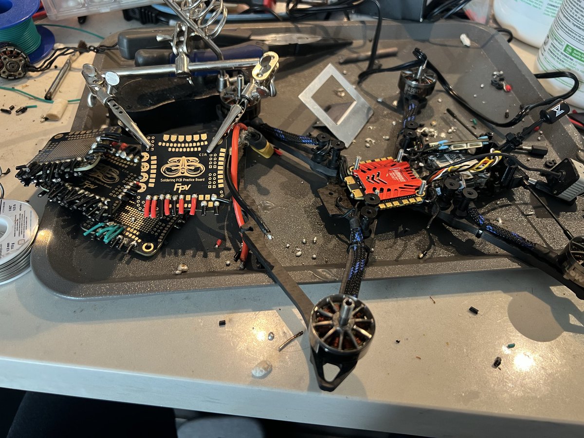fpv_phoenix's tweet photo. Hoping I finish installing this new ESC today, if all goes well I can try flying it again this weekend. There’s all the practice boards I’ve been using as well 😃 https://t.co/Zm0IDFGT8a