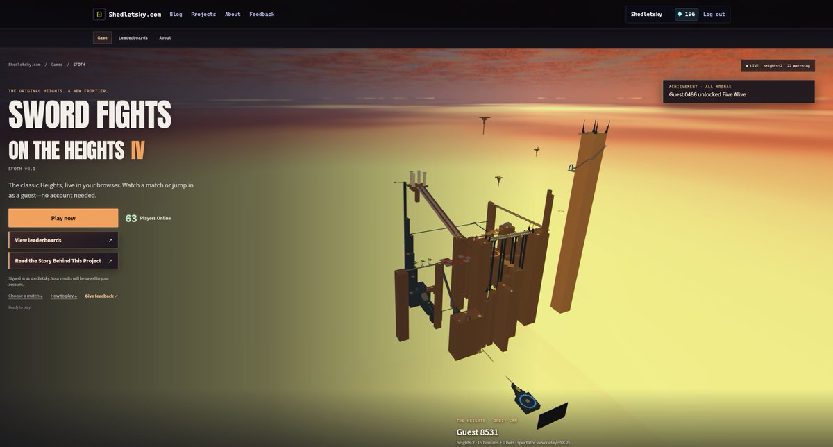 Shedletsky's tweet photo. I made Sword Fight on the Heights run in a web browser. https://t.co/upmVfh56nH