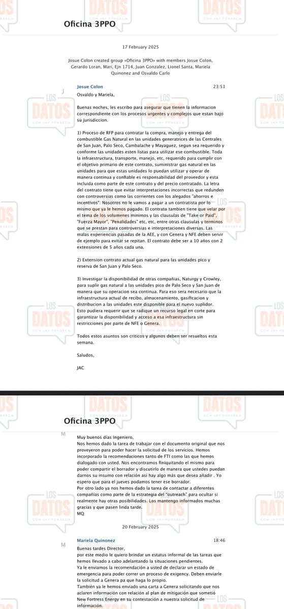 RobbyCortes's tweet photo. Y salieron los primeros chats... 192 páginas de conversaciones de Telegram entre el @ZardeEnergia y @OCarloLaw, donde se ve cómo se movió desde adentro el proceso de contratos de 800 megavatios de generación temporera, incluyendo el de Power Expectations. https://t.co/Xf3rkDuZhj https://t.co/wGApHoBILs