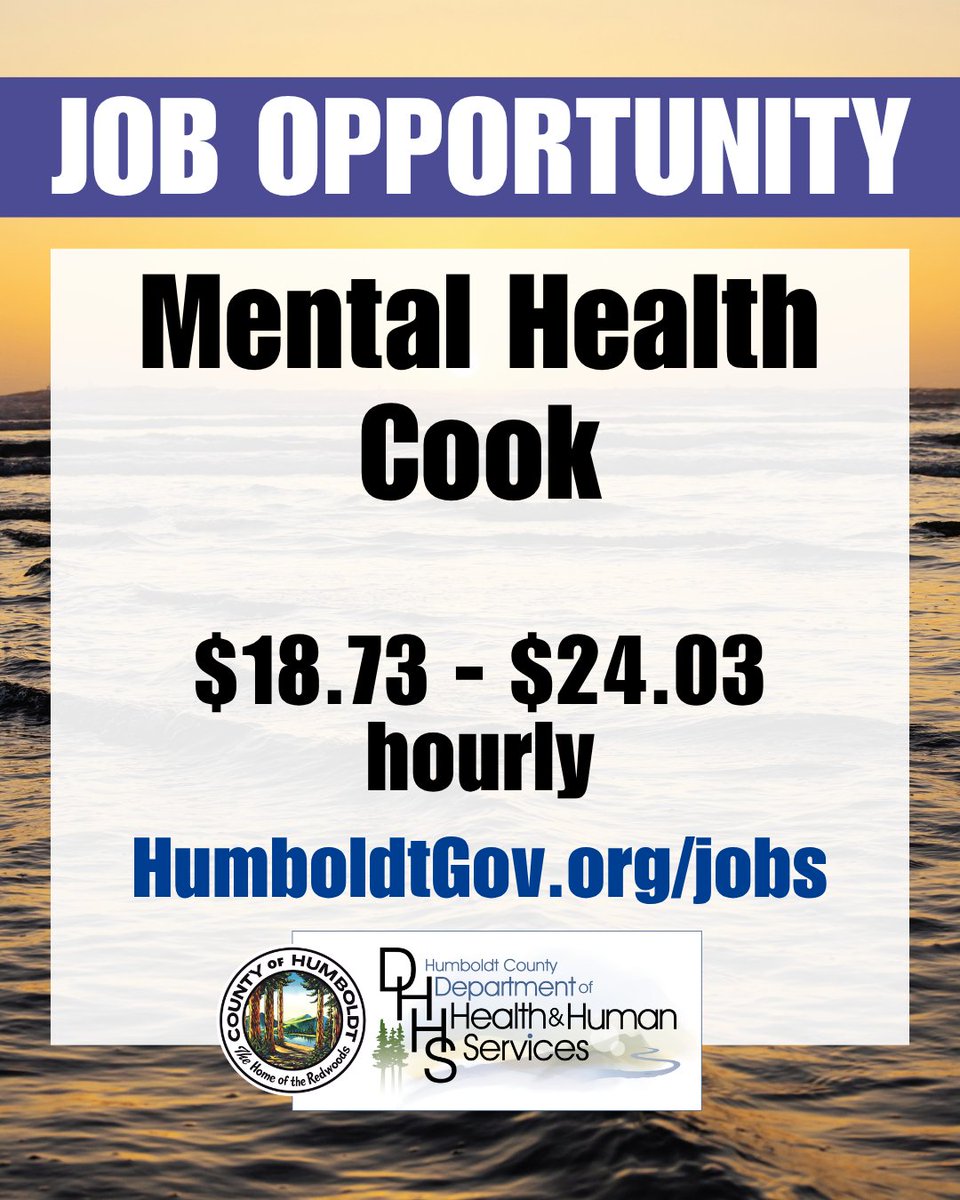HumCoDHHS's tweet photo. DHHS is hiring a Mental Health Cook to join our team.  There is currently an open-ended recruitment for this position. Visit https://t.co/MvWZxjuFtl to learn more and apply. https://t.co/YuiUKQEo4C
