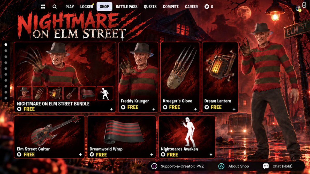 FortnitePV2's tweet photo. Who wants a 12,500 V-Bucks code in DM’s to get the FNAF Skins or Freddy Krueger? Like and reply to this tweet with your epic usernames because I’ll be gifting a few people and sending codes out tonight!

I’m live right now choosing winners go fast: https://t.co/Qd8dEUk9i0 https://t.co/Y1EPNqiqMW