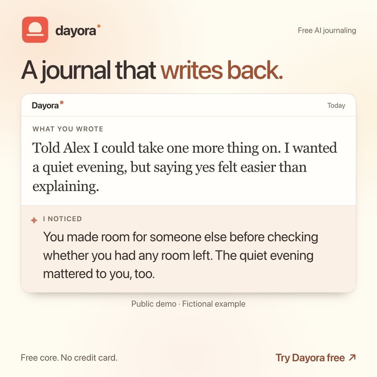 dayora_ai's tweet photo. Write what’s on your mind. See what comes back. Try Dayora free.

https://t.co/0ZIkXp821f https://t.co/W0sAj0TdFj