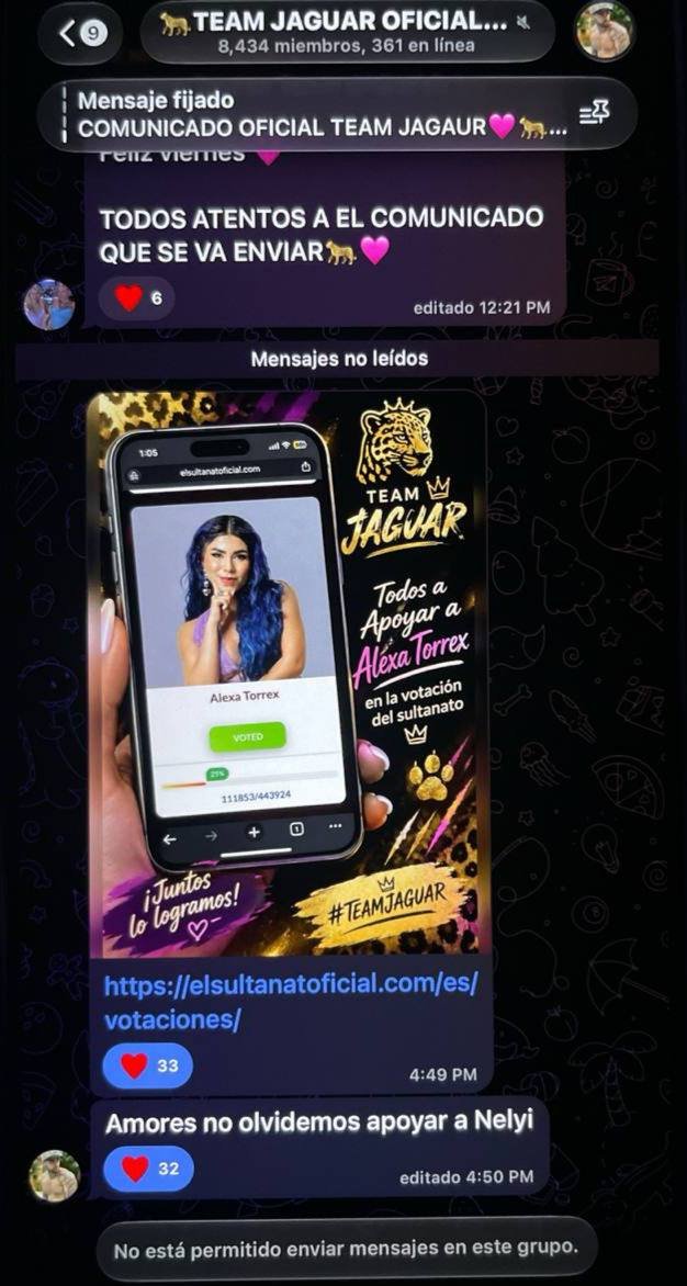 Karodri226's tweet photo. Entonces quienes están apoyando a mi niña los quiero ver votando habladores pilas pues que mi jaguar ya las mando 
#torbellinomorado
#elsultanato 
#alexatorrex https://t.co/G2Q15RwQNq