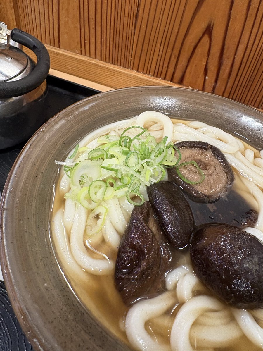 yuzusco's tweet photo. 当社の柚子胡椒を
長年使ってくださっている
超人気うどん屋さんで昼ごはん
秋の人気メニュー〝椎茸うどん〟

うどんも柚子胡椒も美味しい〜！！ https://t.co/FNgs3vEnkI