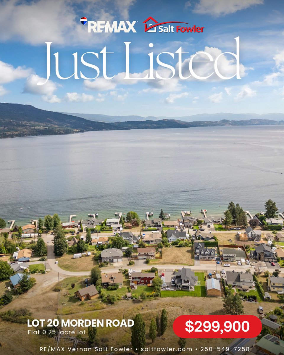 SaltFowlerBC's tweet photo. β¨ Flat, easily buildable quarter-acre lot on Morden Road in Fintry, just steps from the shores of Okanagan Lake.
π‘ Level terrain simplifies construction and design, creating a seamless canvas for your dream full-time residence or seasonal getaway.
#JustAddSalt #SaltFowler https://t.co/CzB4vMjU4L