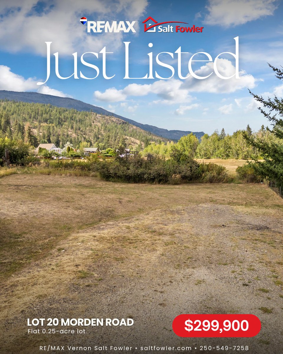 SaltFowlerBC's tweet photo. β¨ Flat, easily buildable quarter-acre lot on Morden Road in Fintry, just steps from the shores of Okanagan Lake.
π‘ Level terrain simplifies construction and design, creating a seamless canvas for your dream full-time residence or seasonal getaway.
#JustAddSalt #SaltFowler https://t.co/CzB4vMjU4L