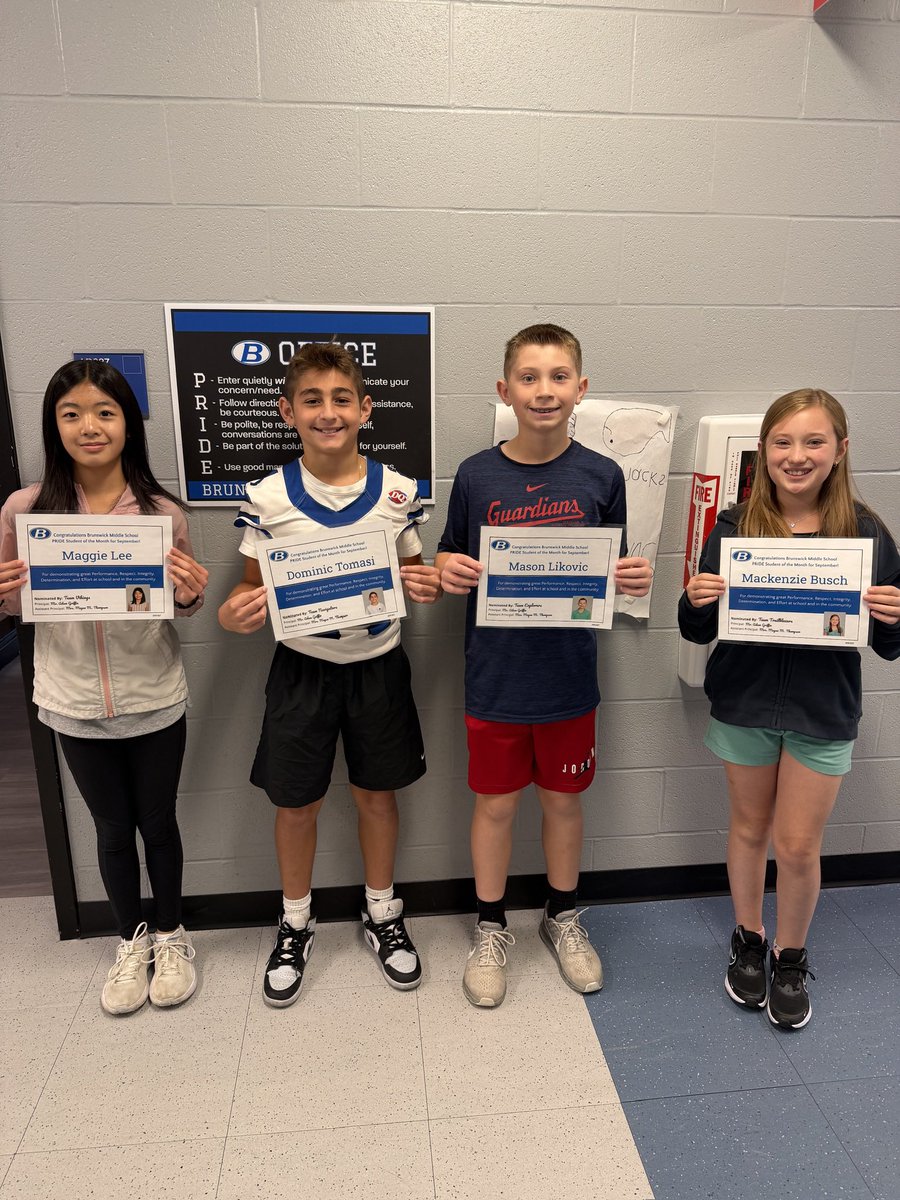 BMSThompson's tweet photo. Congrats to our September 6th Grade Students of the Month! #BrunswickPRIDE https://t.co/A8xk8aKMTj