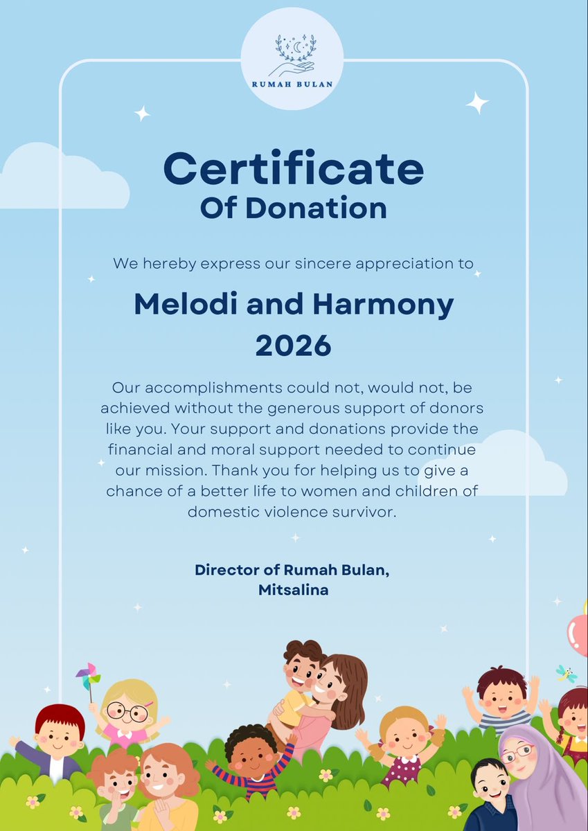 Melodi_Harmony's tweet photo. [#MeroHaru26]
Good morning, everyone. In this beautiful day, we'd like to announce that all the money raised during our latest event had been donated fully to Rumah Bulan.

The organization informed us that the money is being used to pay for their safe house rent (cont.) https://t.co/JhXvX6j5s9