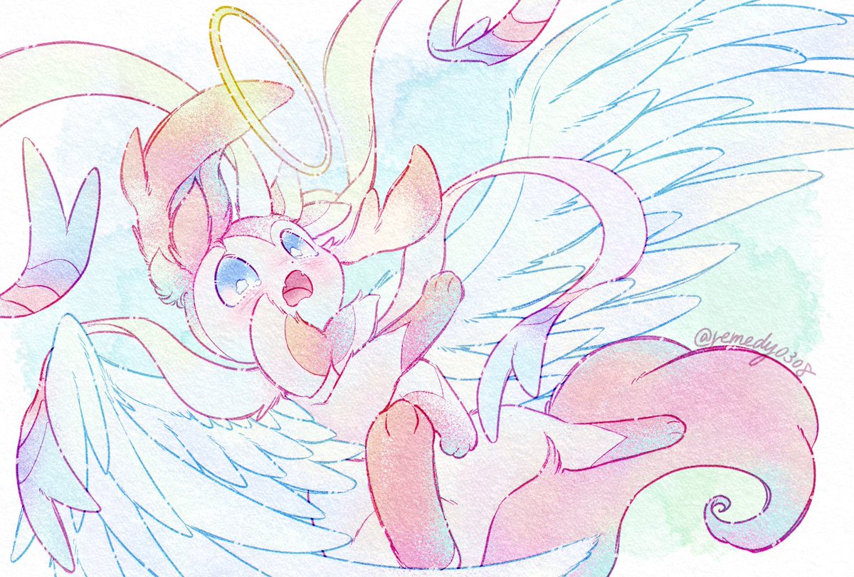 remedy0308's tweet photo. 空から舞い降りた…？
ニンフィア天使ちゃん💝
 #ポケモン天使化 https://t.co/CMTPrmfZok