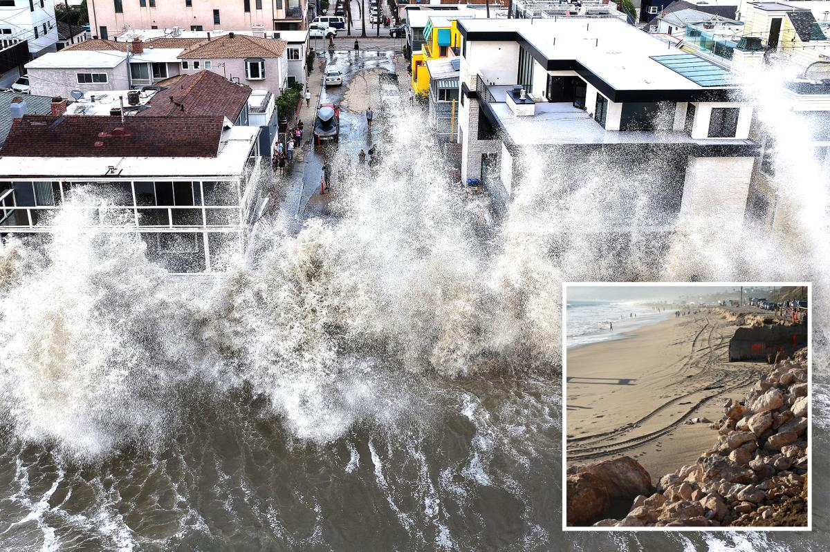 nypost's tweet photo. Freak ocean phenomenon takes hold of California coast with seas surging https://t.co/G1hzm2YDys https://t.co/BsUxNGd3Gw