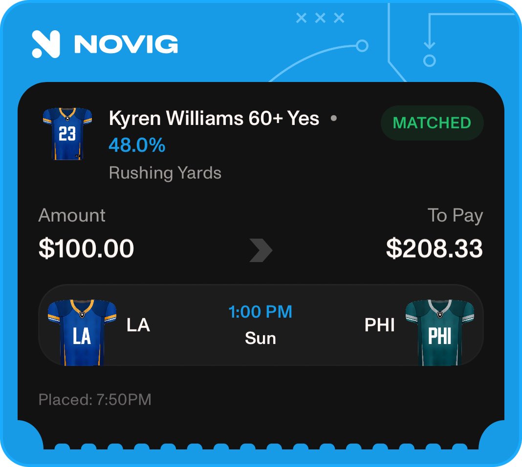wager_rep's tweet photo. 10/04/26 

@Novig NFL PLAY 🏈🎟️ | [1.0u] 

📌 Link 📌 

https://t.co/O58B0BUusd

#NFL #Novig #SportsBettingX https://t.co/ZJXfeZL9Hu