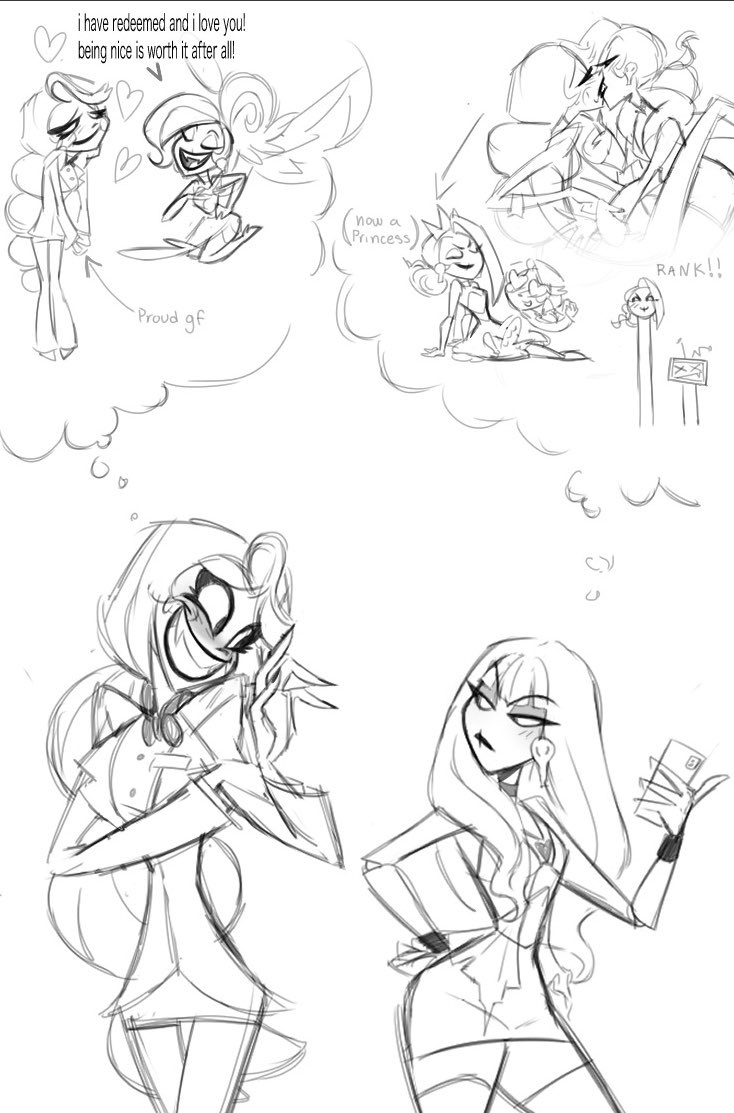 damsnutsack's tweet photo. after season two… 
an unexpected meetup!
#RoyalVelvette #RunwayPrincess #HazbinHotel #HazbinHotelCharlie #HazbinHotelVelvette https://t.co/tiV4CCupfQ