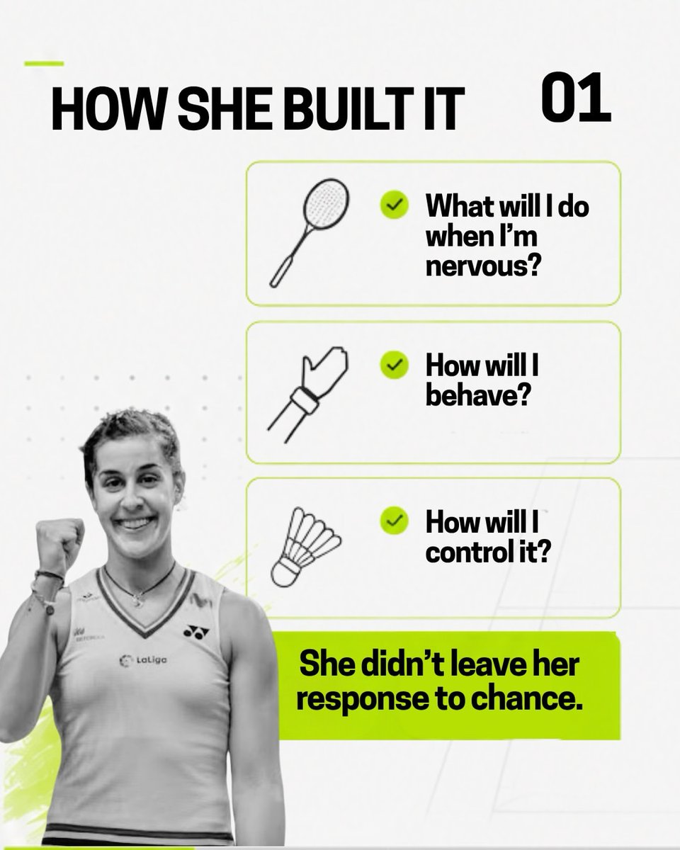 PlayerSparring's tweet photo. Pressure doesn’t need a new you.

It needs a rehearsed response.

“When I get nervous, I will ______.”

Know your response before pressure arrives. 🏸

#Badminton #MentalStrength #SportsPsychology #AthleteMindset https://t.co/Sm5DrhP4N8