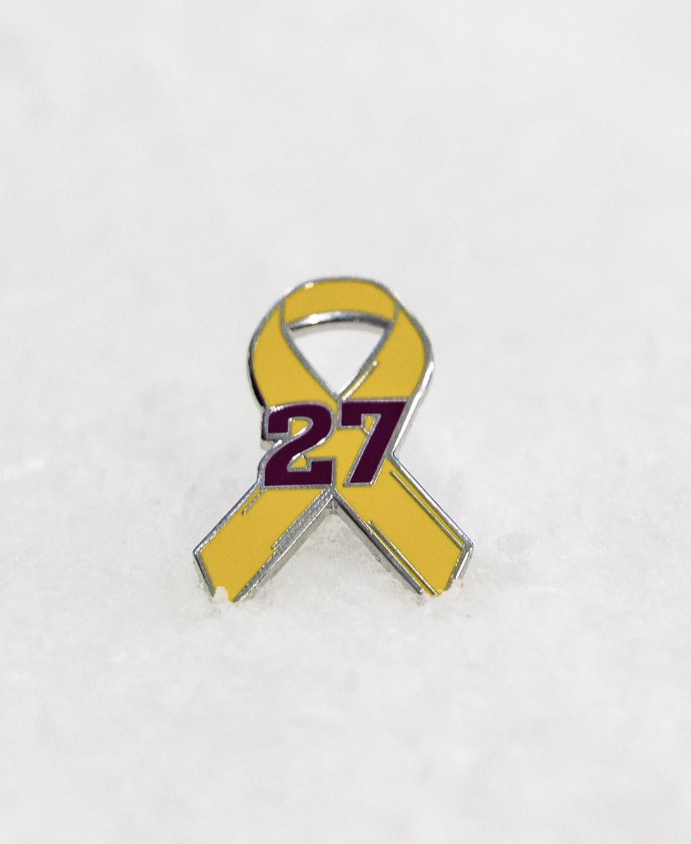 GabbyJChernoff's tweet photo. ASU hockey is honoring defenseman Matthew Mayich with these yellow ribbon helmet stickers and pins 

📸 Sun Devil Hockey

@SunDevilSource https://t.co/Nn1ojop8Kj