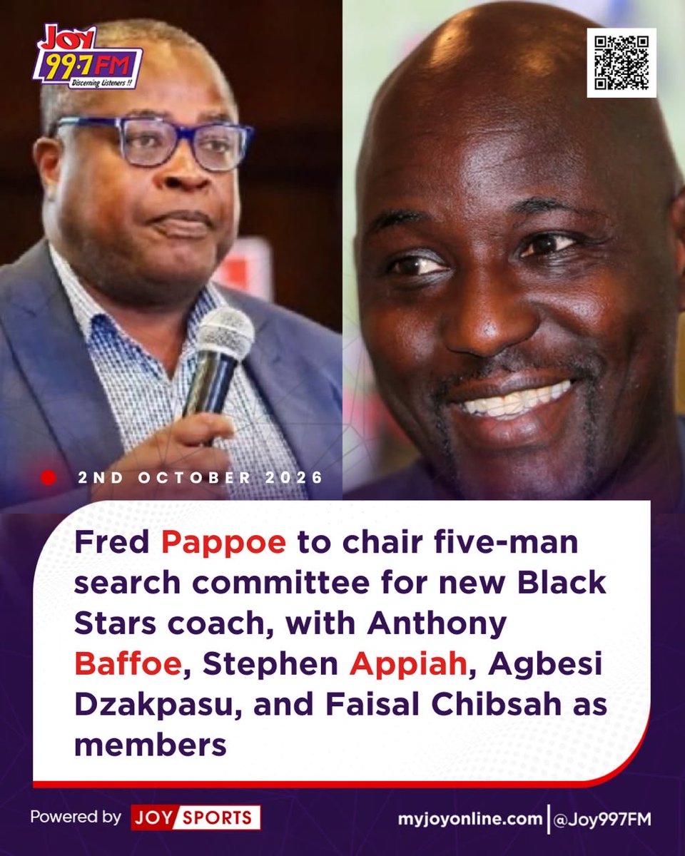 Fentuo_'s tweet photo. Fred Pappoe to chair five-man search committee for new Black Stars coach, with Anthony Baffoe, Stephen Appiah, Agbesi Dzakpasu, and Faisal Chibsah as members https://t.co/wJs0VZNuG4