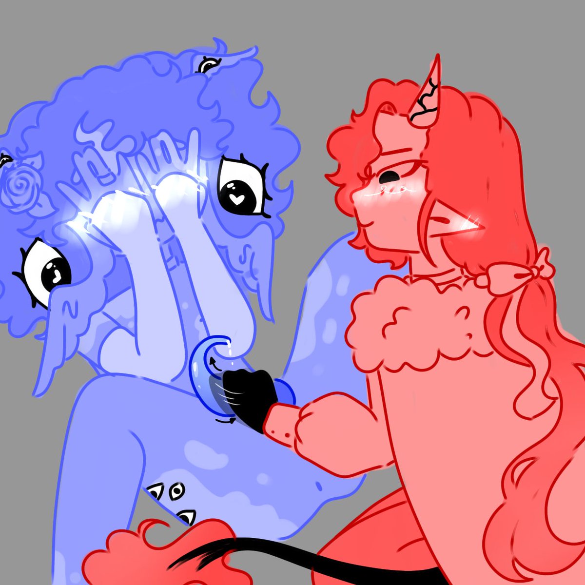 _The_LittleStar's tweet photo. Hello<3 KINKTOPER DAY 2 YAY (Embarrassment!!)
Anyways HII two ocs! The blue one belongs to me, the red one belongs to my friend! (Btw, they are these colours because I used the colours that reminds me of them! They aren't this color!)
#Nsfwdrawing #kinktoper2026 #digitalart https://t.co/SVpjqFudg2