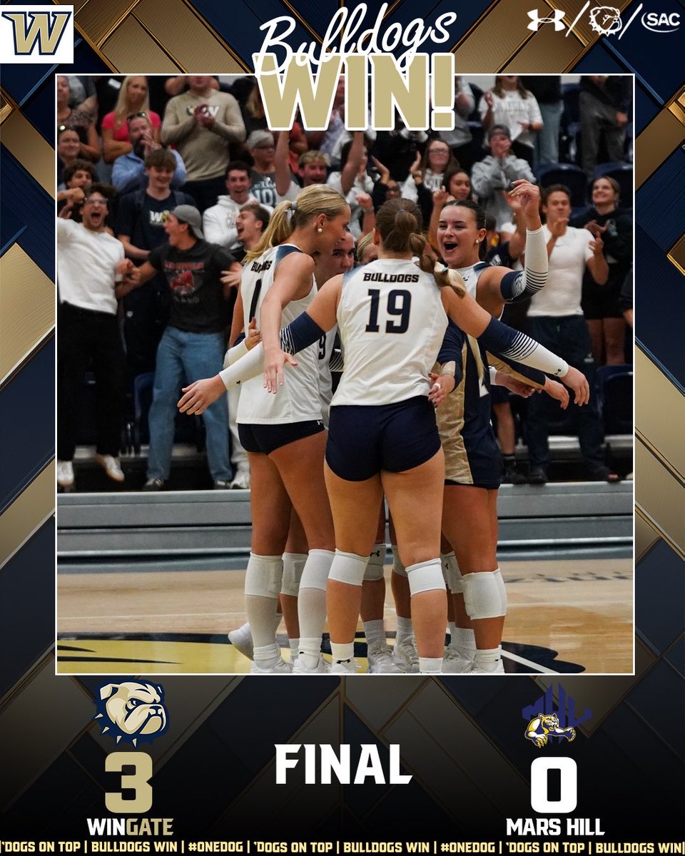 WU_Bulldogs's tweet photo. 🧹 BULLDOGS SWEEP 🧹 

#WINgate rolls past Mars Hill for its 3rd straight SAC sweep! 

#OneDog https://t.co/0sr6KCnkGc