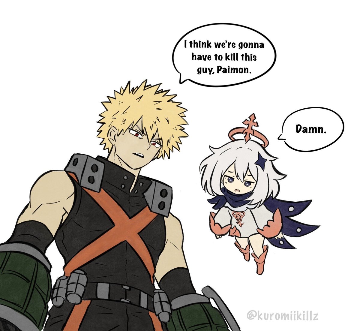 kuromiikillz's tweet photo. inktober day two !! #paimon #bakugo https://t.co/2UQFbKUOLu