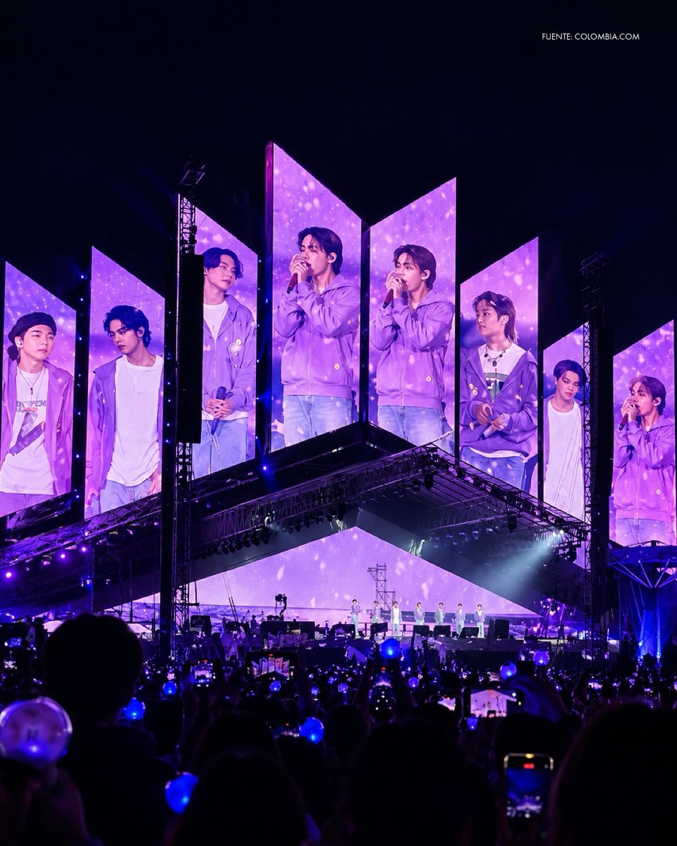 Colombia's tweet photo. 💜 Hay encuentros que hablan un mismo idioma, sin importar de dónde venimos: la música.

Hoy Bogotá recibe por primera vez a los siete integrantes de BTS y Colombia celebra una conexión que une culturas, emociones y millones de historias alrededor del mundo. 🇨🇴✨ https://t.co/RjmeYRBKze
