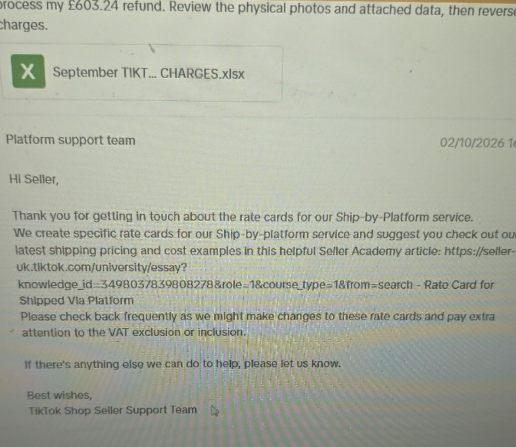 IslamicPStore's tweet photo. 🚨 WARNING UK TIKTOK SELLERS 🚨
@TikTokSupport @TikTokUK unlawfully deducted £603.24 for false courier weights. I have physical proof, but your support bot suppresses evidence &amp; refuses human review.
Ticket: 202610020012000037
#TikTokTheft #BotFail #SellerSupport https://t.co/gefFPYW87z