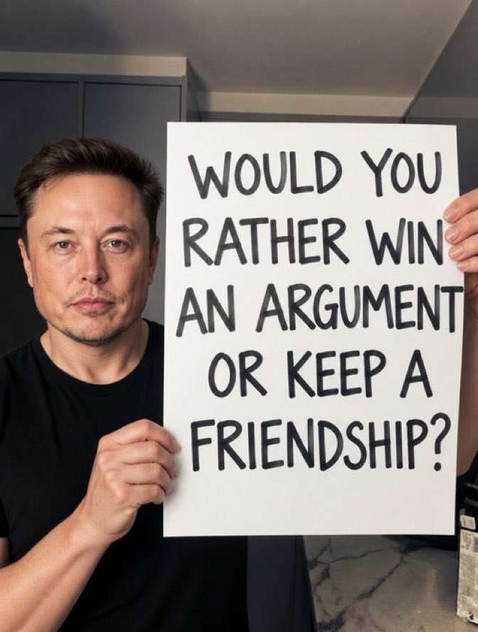 nathancofna's tweet photo. Be honest…
Would you rather win an argument or keep a friendship?

A. Win the argument
B. Keep the friendship https://t.co/fZmeCVPOqV
