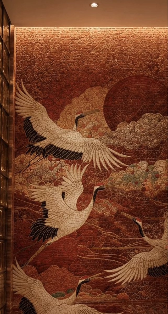 sehviyat's tweet photo. Japanese crane mosaic wall art. https://t.co/8CqMzLe1Lg