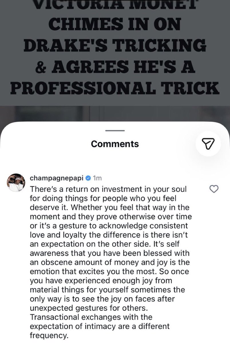 thedrakesource's tweet photo. Drake responds to claims that he’s a “professional trick” via IG https://t.co/MiCbpiJxEj