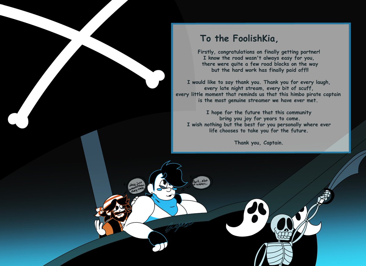 bunnthirteen's tweet photo. Finally posting this!! 

I had the absolute pleasure of hosting a collab amongst @FoolishKia's community to celebrate their partner status on twitch! 

Please check out all of the talented artists in the credits page and give them a follow! https://t.co/LX7LPiYSS1