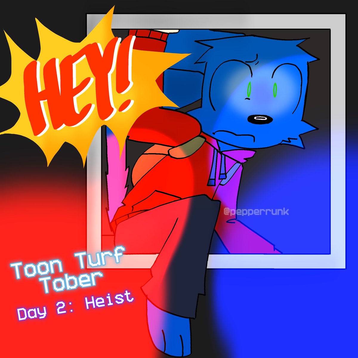 pepperrunk's tweet photo. #ToonTurfTober2026 DAY 2! | looks like things didn’t quite go to plan..he’ll find a way out of this..somehow. #ToonTurf #ToonTurfTober #RiggyRunkey https://t.co/rj56JS54Cy