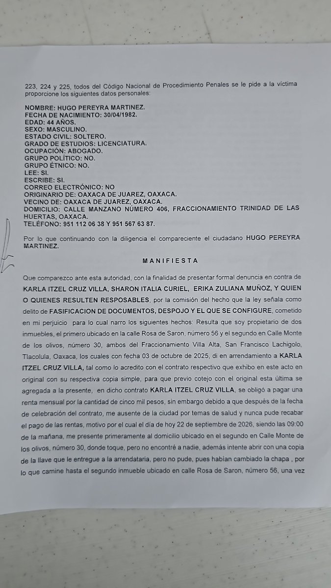 Hugo3ye's tweet photo. @ElTendedeado @Nino_Morales1 @SaymiOaxaca solicito apoyo para exponer al cartel del despojo y a la asaeo https://t.co/zMCysbRFRr