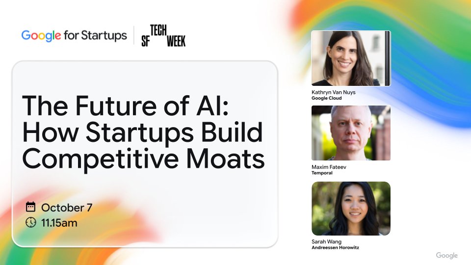 mfateev's tweet photo. AI models are becoming commoditized, and startups are feeling the heat. So where does the real moat live? 

Come to @Techweek_  with @GoogleStartups to find out. https://t.co/TFXVvEAU6z