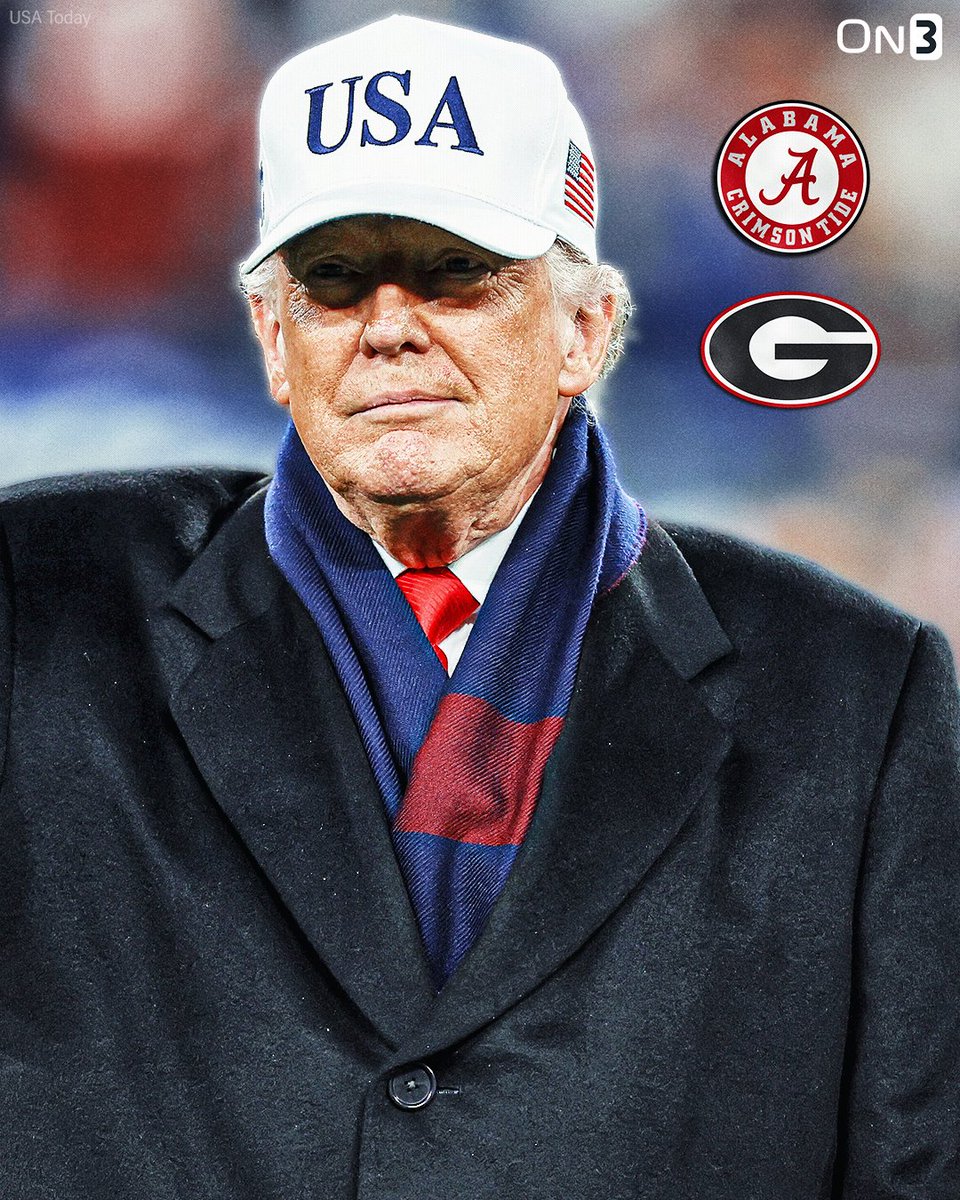 On3's tweet photo. NEW: President Donald Trump has announced he will attend next Saturday’s Georgia-Alabama game.

https://t.co/Hn1aJOVcHZ https://t.co/MtsgnEBajI