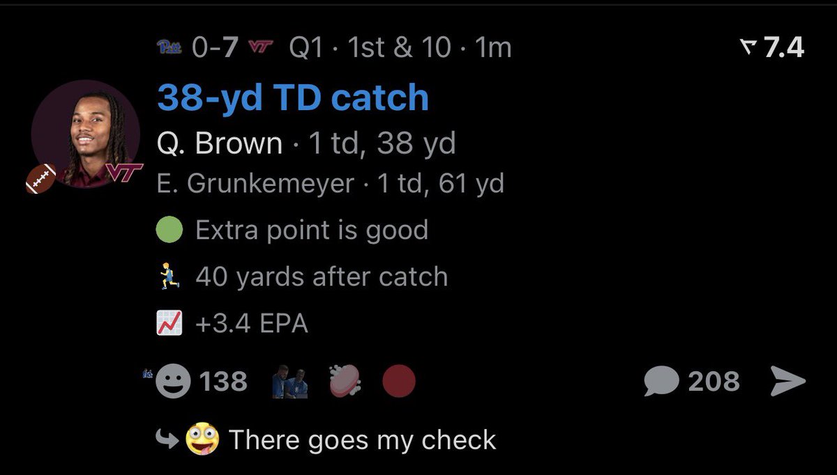 ap90999's tweet photo. @tuffpicks cash first two drives of the game holy shit https://t.co/INi45cBzxI