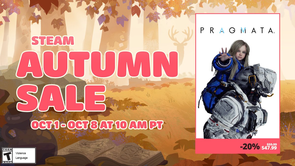 CapcomUSA_'s tweet photo. Prepare to hack, shoot, and bond as you explore a lunar research station with protagonists Hugh and Diana in PRAGMATA, available at up to 20% off during the Steam Autumn Sale! Don't miss out on this deal and shoot for the moon today!

🍂 https://t.co/TovBXcVMOw https://t.co/B29tAnkKwc