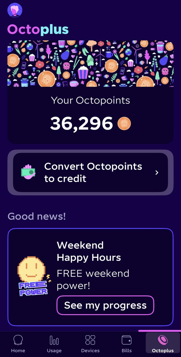 SamArmstead's tweet photo. @nicolapoulton @OctopusEnergy Congratulations. 
Our average ⚡️ use for the hour reduction target was a base point of 0.5 kW 
Sitting in darkness to reduce that 0.5  kW for a free 23p hour at the weekend isn’t really that enticing when we are at pretty much a minimum use now.
I may as well cash the points in https://t.co/PQEgJJwfbh