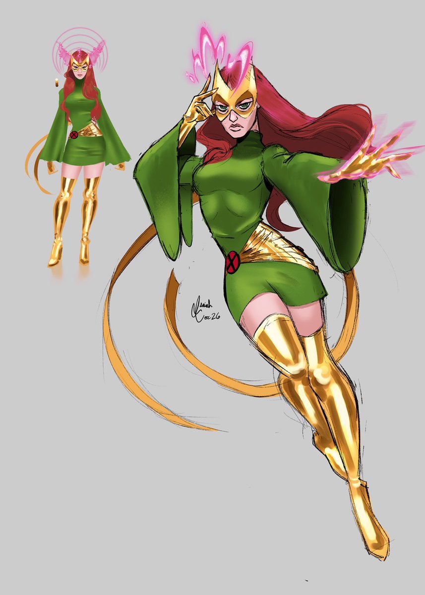 isaiahbeenlost's tweet photo. Messed around with a Marvel Girl design, tried to push the 60’s mod vibe a bit more 💕🧠💕 https://t.co/GCkaJic5vB