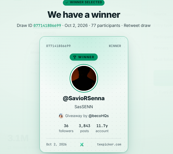 becoHQs's tweet photo. Parabéns @SavioRSenna você ganhou uma caixa de paçoca pra ser feliz 🥳

Responda esse post e me chame na DM para receber seu prêmio! Obrigada todos que participaram. 

Agora eu tenho uma pergunta e preciso MUITO que vcs respondam: Se eu fizer mais sorteios de paçoca, vocês vão PARTICIPAR e ENGAJAR??