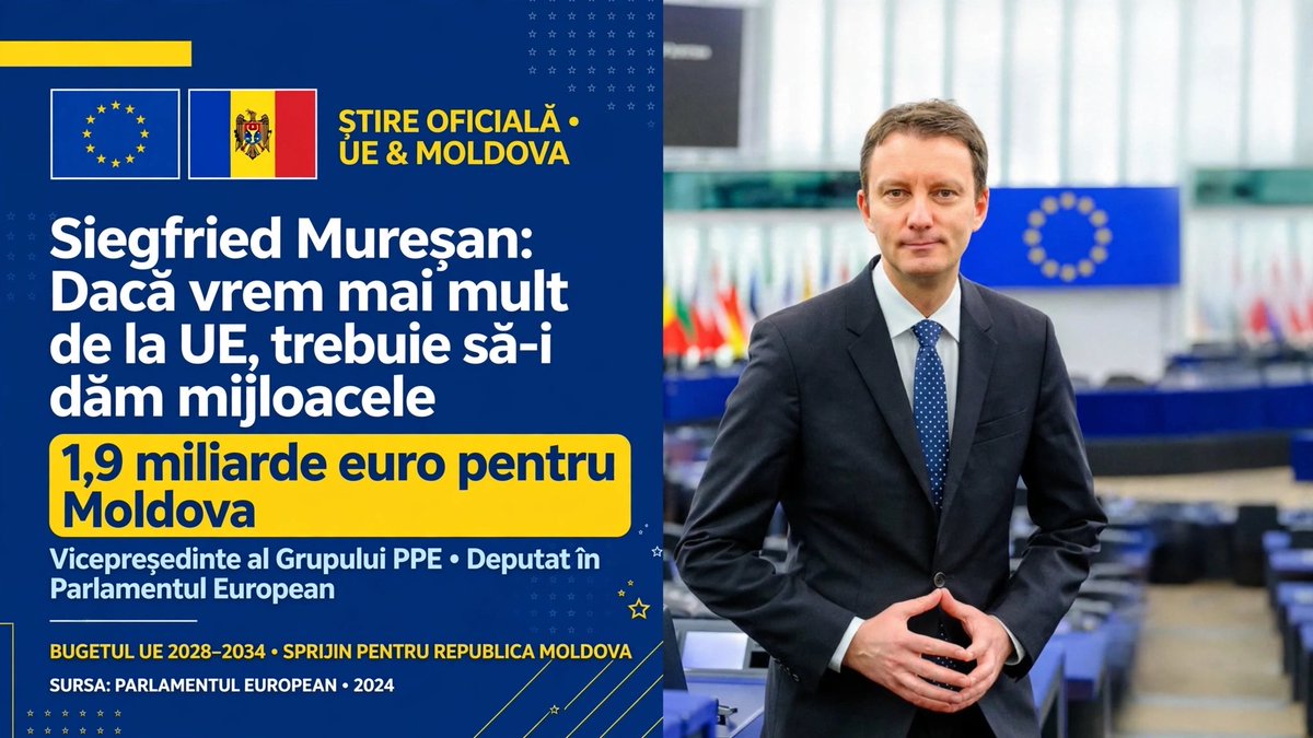 OchiulChi0's tweet photo. BREAKING: Siegfried Mureșan cere buget UE mai mare pentru Moldova.

Negociatorul-șef al bugetului UE 2028-2034: 1,9 miliarde euro pentru Moldova și sprijin garantat ca stat membru.

Sursa: @Europarl_EN

#Moldova #UE #BreakingNews https://t.co/mOndWyjLJF