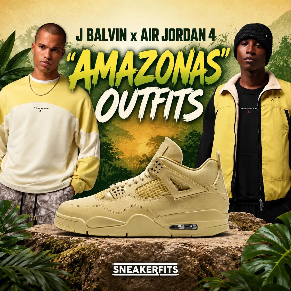 SneakerFitsCom's tweet photo. J Balvin x Air Jordan 4 “Amazonas” outfits 🌿

Looking for apparel to match? Check out Jordan Brand and Nike pieces plus complete outfit ideas.

https://t.co/L5dAWdn5wV

#AirJordan4 #SneakerFits https://t.co/Xu5MowPC36