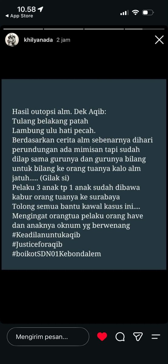 txtruangpodcast's tweet photo. makin kesel pas hasil autopsi dek aqib siswa kelas 2 sdn kebondalem 1 pemalang keluar.

tulang belakang patah 
lambung ulu hati pecah

anak sekecil itu yaallah😢
apalagi kabar bahwa pelaku yang dibawa kabur ke surabaya itu anak polisi dan guru.
semoga di usut tuntas!!

innalilahiwainnaliaihiraji'un
surga untukmu nak🥲