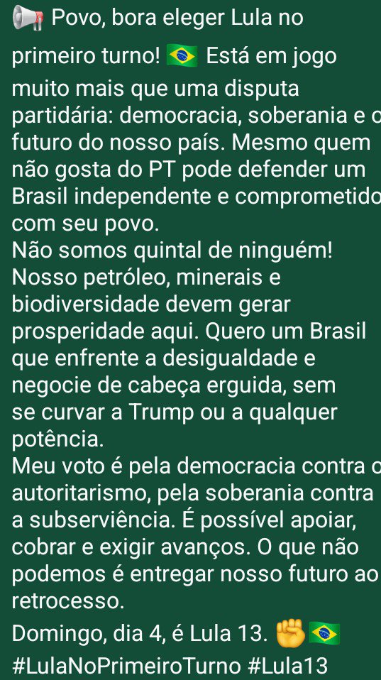 jrfarias43817's tweet photo. #Lula2026étetra #LulaNoCoraçãoDoPovo 
#LulaBrasilSoberano https://t.co/ku6RXiMUtU