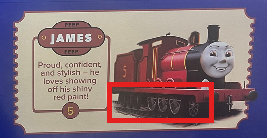 ScaleWharf's tweet photo. There are people who will swear to God this is not AI.  

Sir Topham Hatt laughed.  

"They are wrong. You shouldn't listen to corporations."  

The AI is making his wheel spokes look like siderods. This doesn't happen with genuine 3D models. No human does this. https://t.co/hBzQ9CzmCp