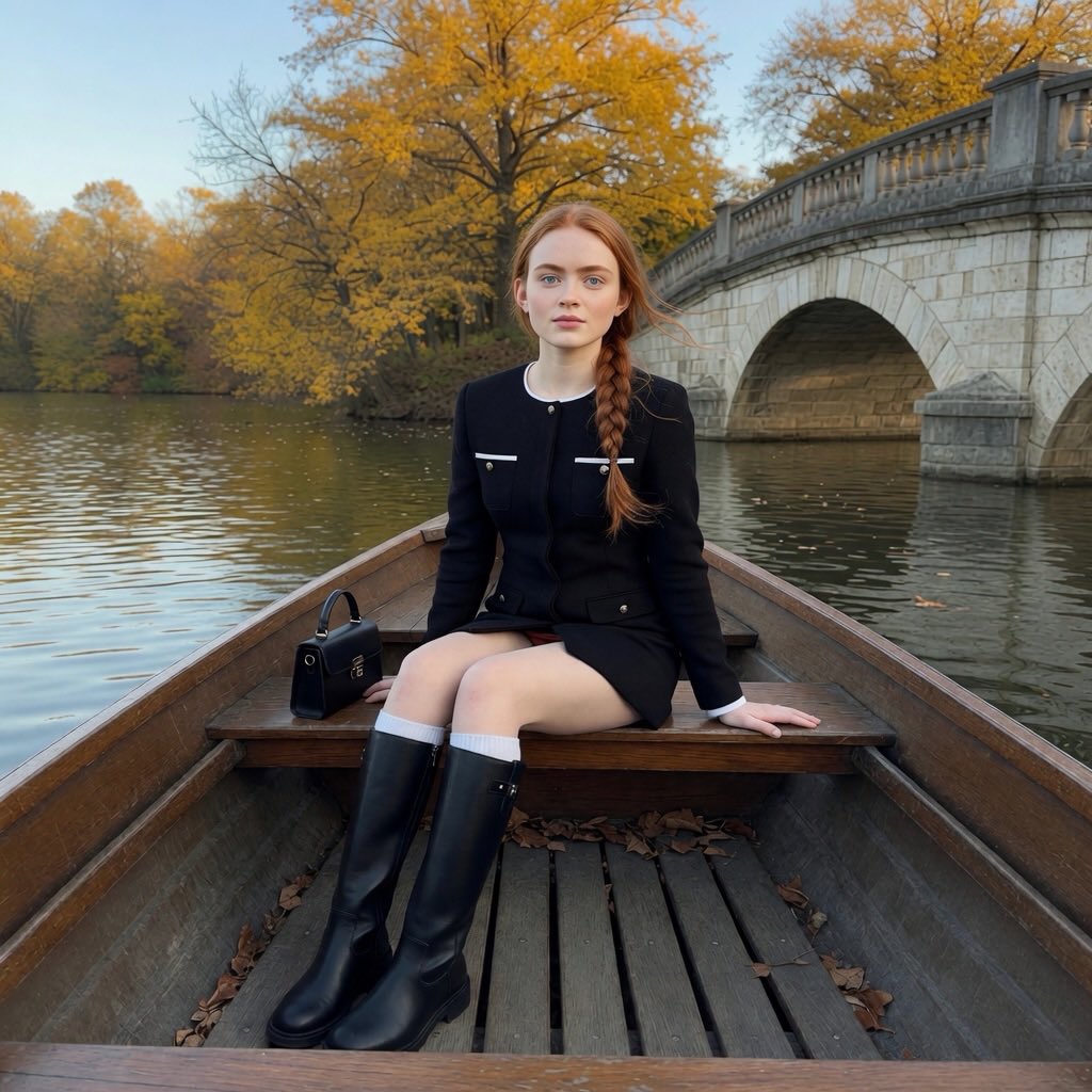 jessviqa's tweet photo. Red hair, autumn leaves, and Sadie Sink — such a perfect combination 🍁 https://t.co/TXYYWZp0Om